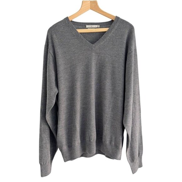 Peter Millar Men's Sz XXL Gray 100% Merino Wool Long Sleeve Pullover Sweater - Picture 1 of 8